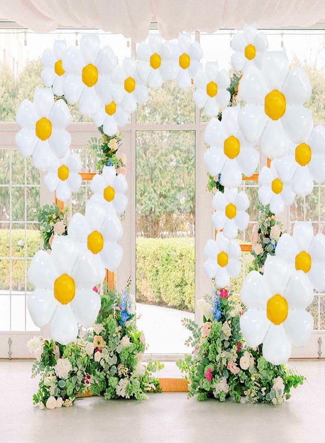 EUVBOKW 21PCS Daisy Balloons,White Foil Flower Balloons Set for Groovy Baby Shower Birthday Wedding Spring Party Decorations Supplies(3 Large,6 Medium,12 Small) - Image 4